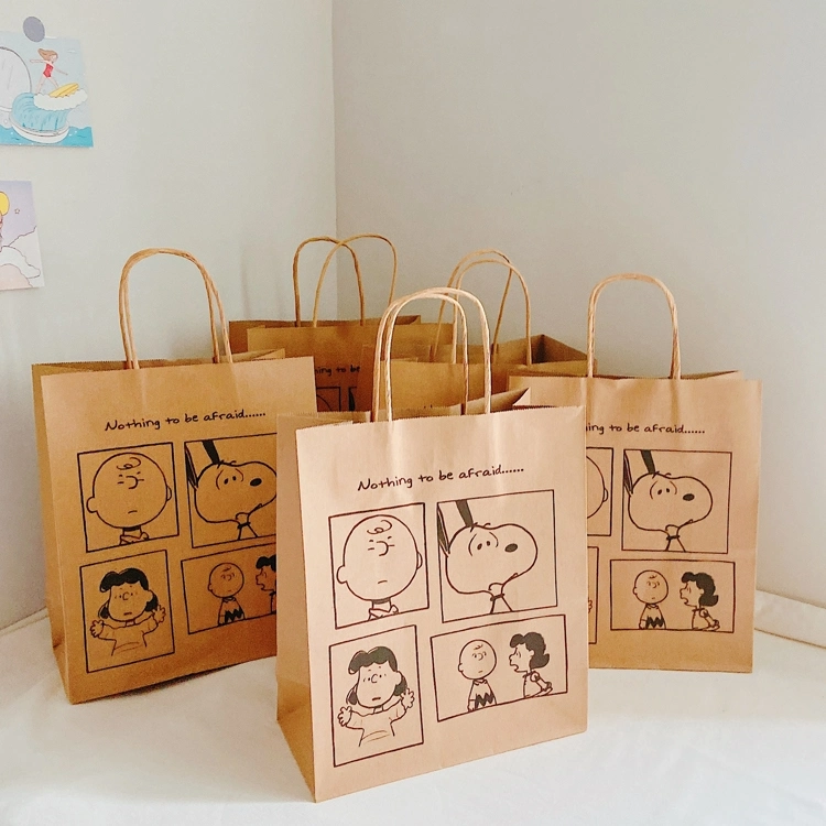 Custom Design Printing Service Kraft Paper Bag Candy Grocery Bags Shopping Packaging Full Color Gift Bag