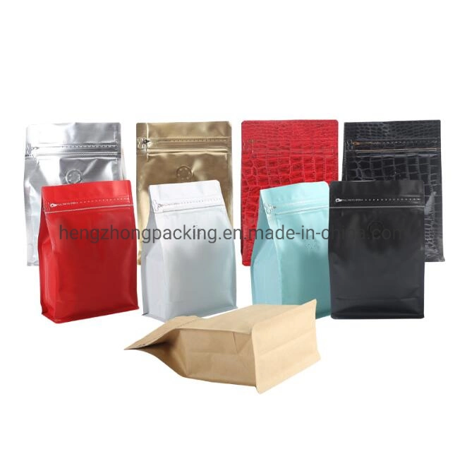 Heat Seal Square Bottom Plastic Biodegradable Zipper Bag with Food Packaging