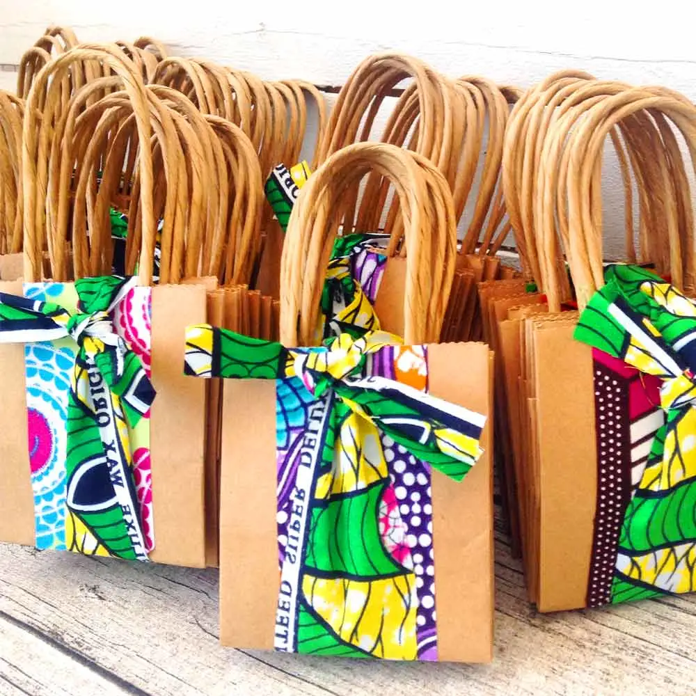 Wholesale Patchwork African Print Wax Packaging Birthday Paper Customized Gift Bags