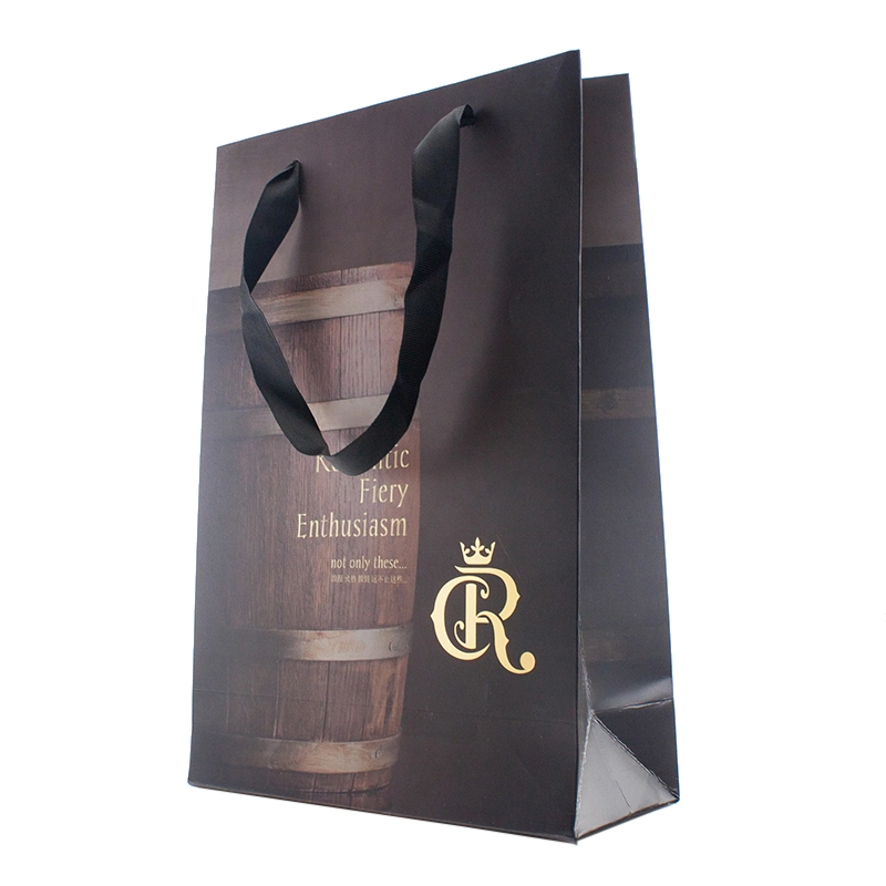 Wine Bottle Vodka Packaging Handle Paper Bag