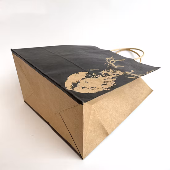 무료 FDA/EU 샘플 레스토랑 선물 쇼핑 의류를 위한 100% 재활용 저렴한 크래프트 종이 토트 백을 사용자 정의했습니다.